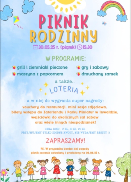 Zapraszamy na piknik! 30 maja 2025 r., godz. 15.30