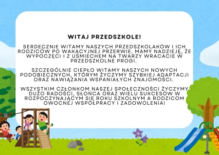 Witamy Przedszkolaki!