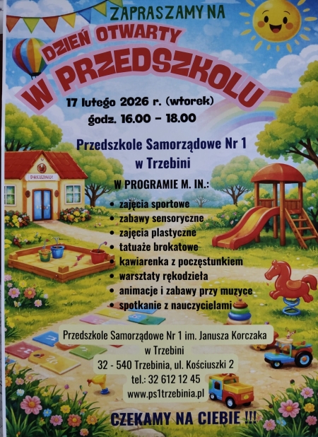 17.02 Zapraszamy na dzień otwarty w naszym przedszkolu